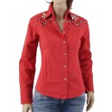Camicia Black Foot Flower Red